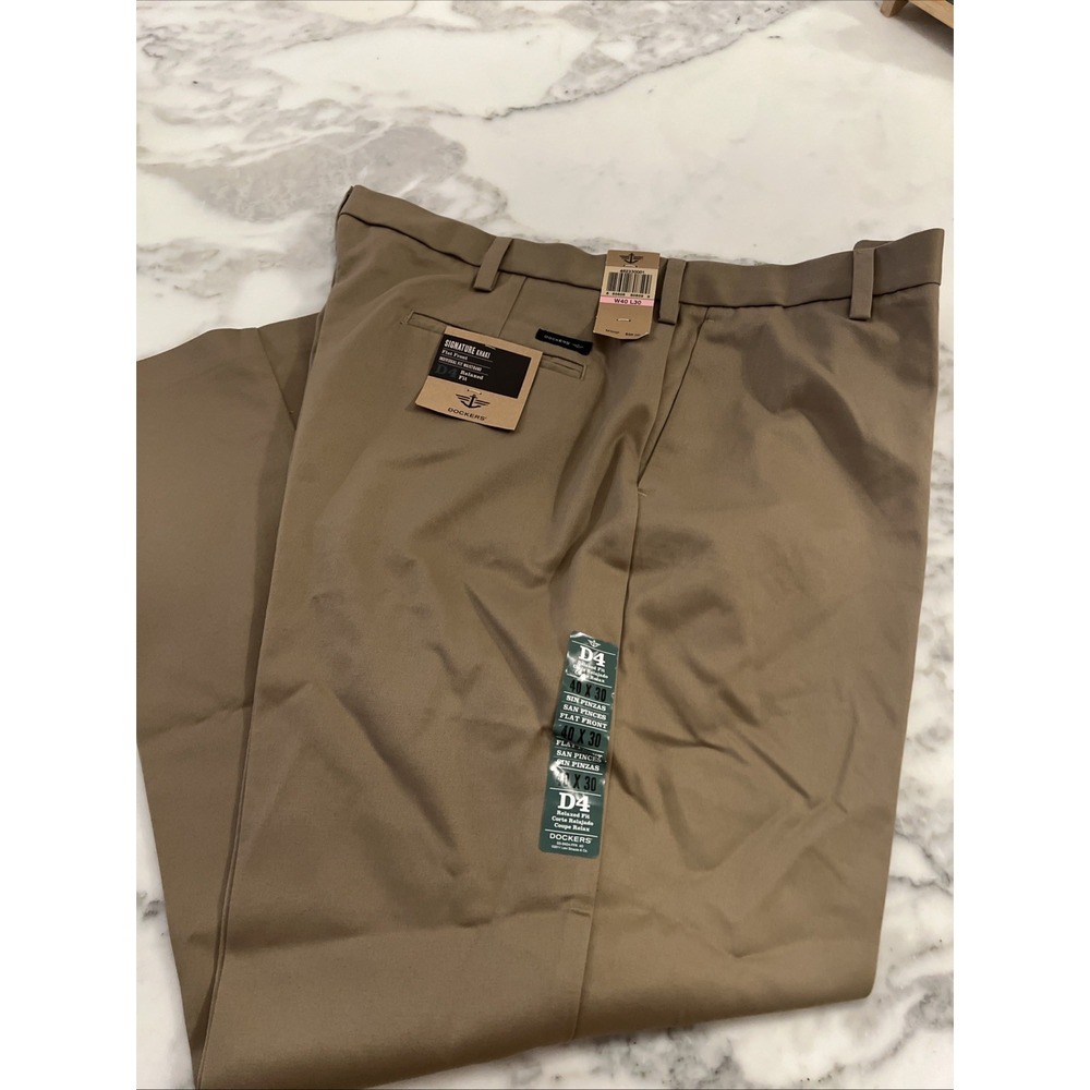 Dockers True Chino D4 Big & Tall Tan Khaki 40x30 Flat Front Mens Pants NWT